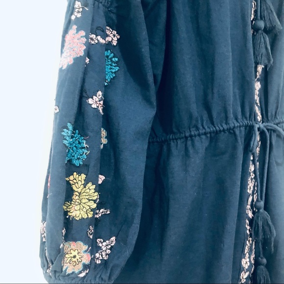 ZARA BLUE COTTON FLORAL EMBROIDERED BOHO DRESS.SIZE SMALL - Picture 7 of 12